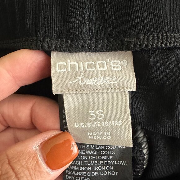 2/$30 Chico's Travelers Pant Straight Leg Stretch High Rise Black 16 Short #BAG4 - Picture 5 of 8